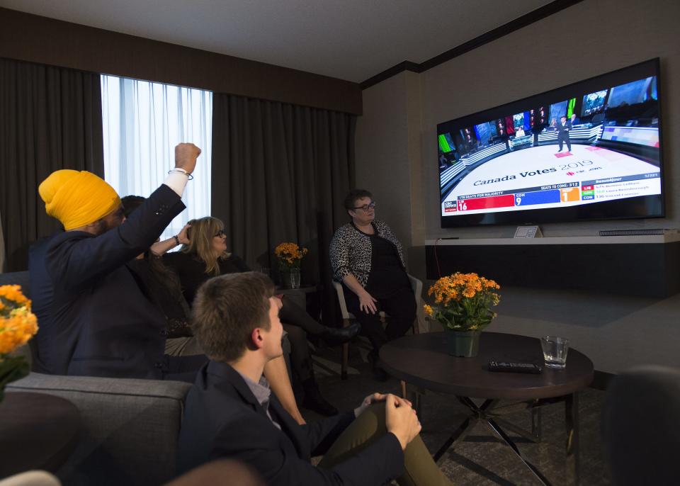 Jagmeet Singh watches election results come in