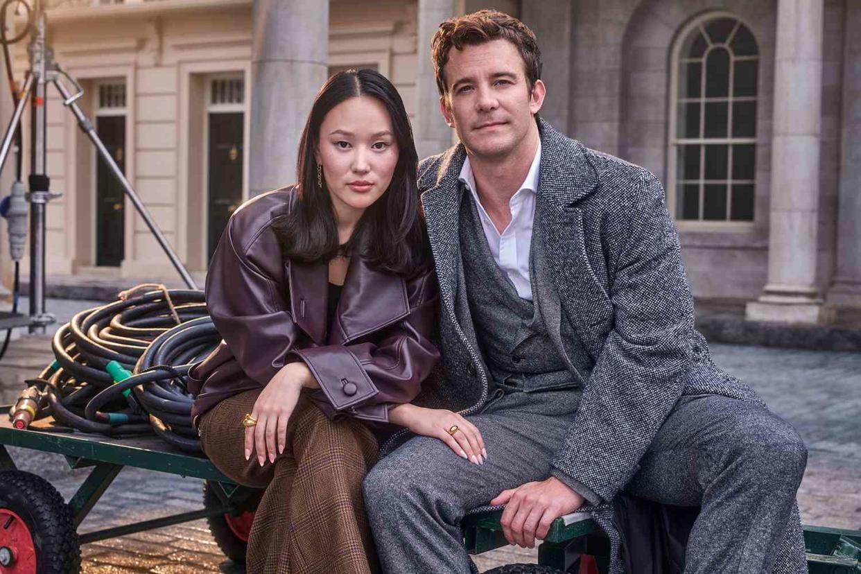 <p>Gavin Bond/Netflix</p> (L to R) Yerin Ha and Luke Thompson of Bridgerton