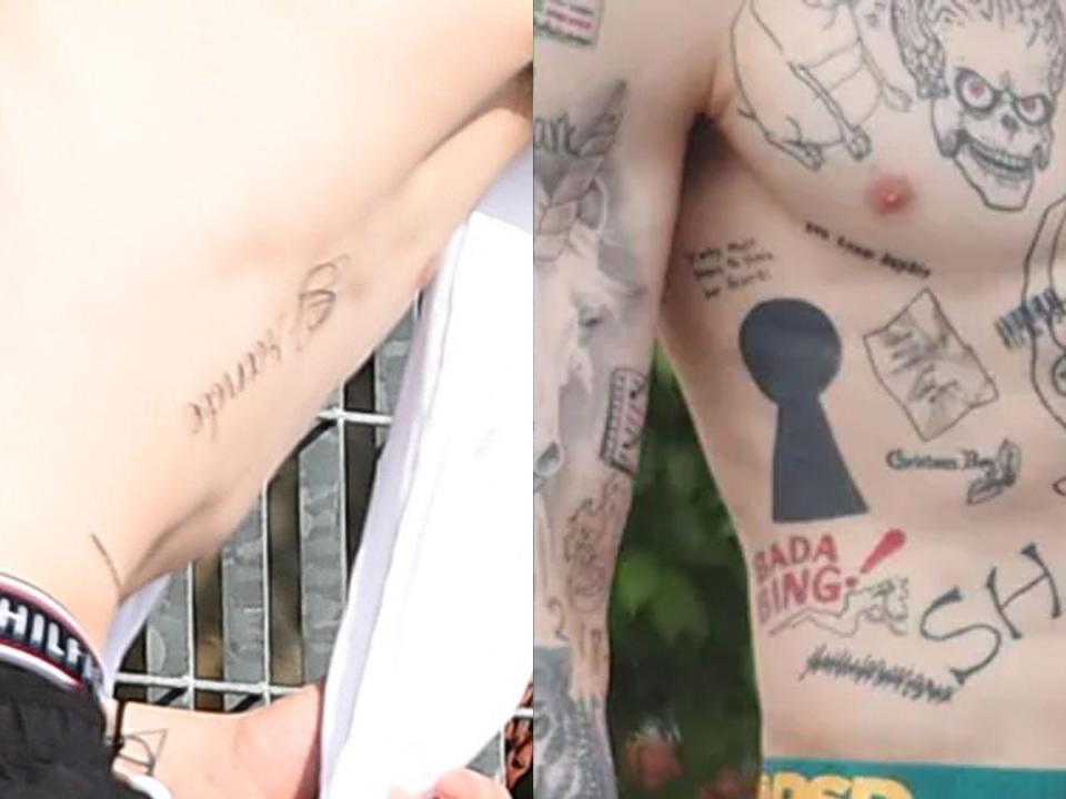 Pete davidson covered tattoo grande keyhole