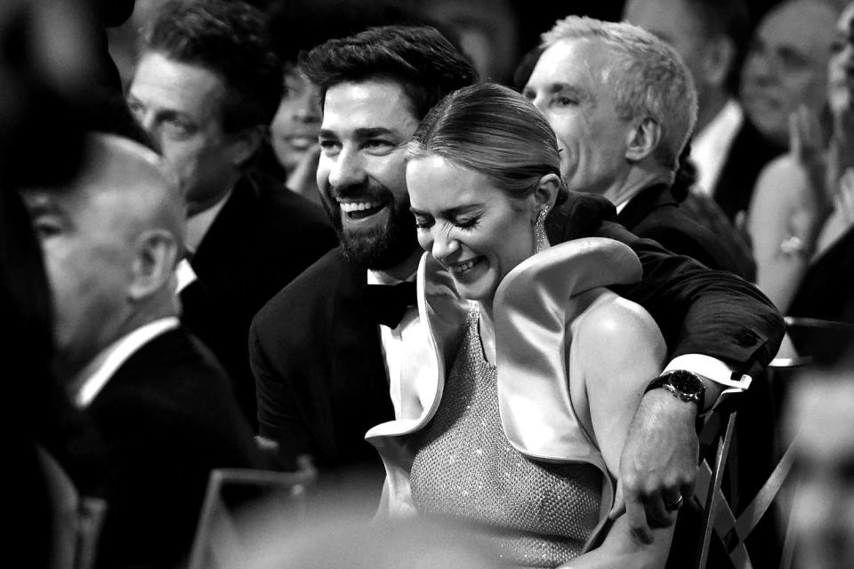 <p>Kevin Mazur/Getty</p> John Krasinski and Emily Blunt