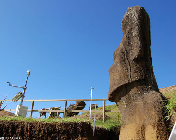 Environmental monitoring of one of the statues is set up in Quarry 2.  For more information visit the Easter Island Statue Project