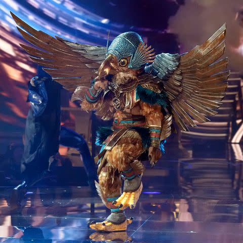 <p>Michael Becker / FOX</p> Hawk performing on 'The Masked Singer.'