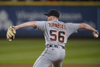 Detroit Tigers starting pitcher Spencer Turnbull winds up during the eight inning against the Seattle Mariners in a baseball game Tuesday, May 18, 2021, in Seattle. (AP Photo/Ted S. Warren)