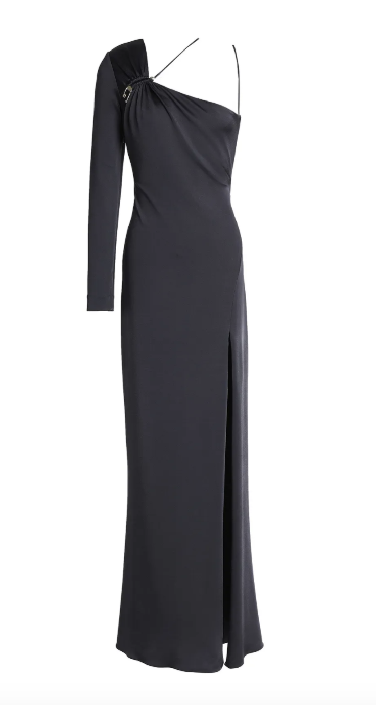 30) Leonora one-shoulder ruched satin-jersey gown