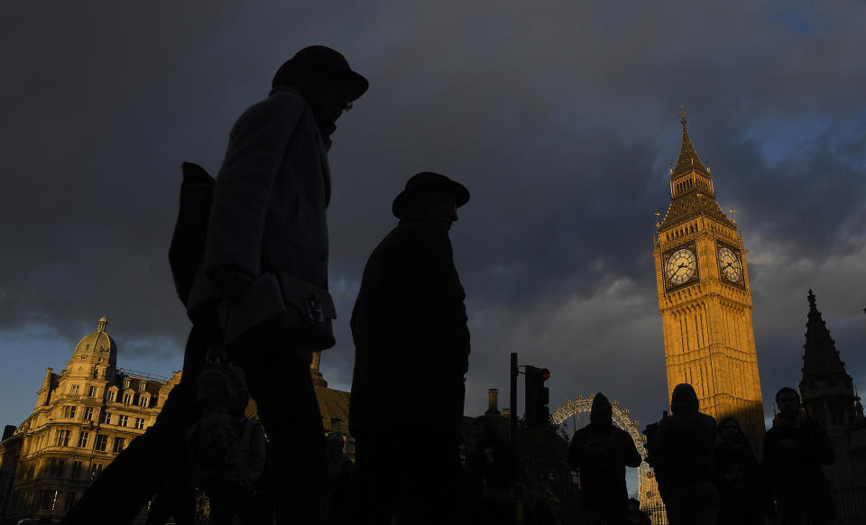 Big Ben and the Houses of Parliament are seen in late afternoon sunlight