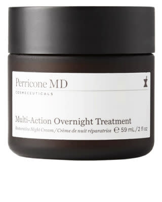 <p><strong>Multi-Action Overnight Treatment </strong></p><p>This Perricone night cream keeps your skin soft, while tightening fine lines and wrinkles as you sleep. </p><p><strong><em>SHOP: $115, <a rel="nofollow noopener" href="https://www.mrporter.com/en-us/mens/perricone_md/multi-action-overnight-treatment--59ml/932540#" target="_blank" data-ylk="slk:mrporter.com;elm:context_link;itc:0;sec:content-canvas" class="link ">mrporter.com</a></em></strong></p>