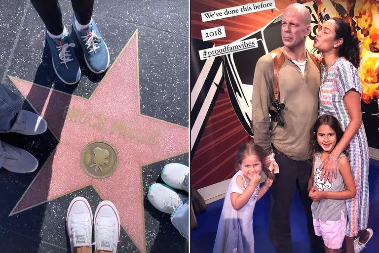Emma Hemings y sus hijas visitaron los homenajes a Bruce Willis en Hollywood