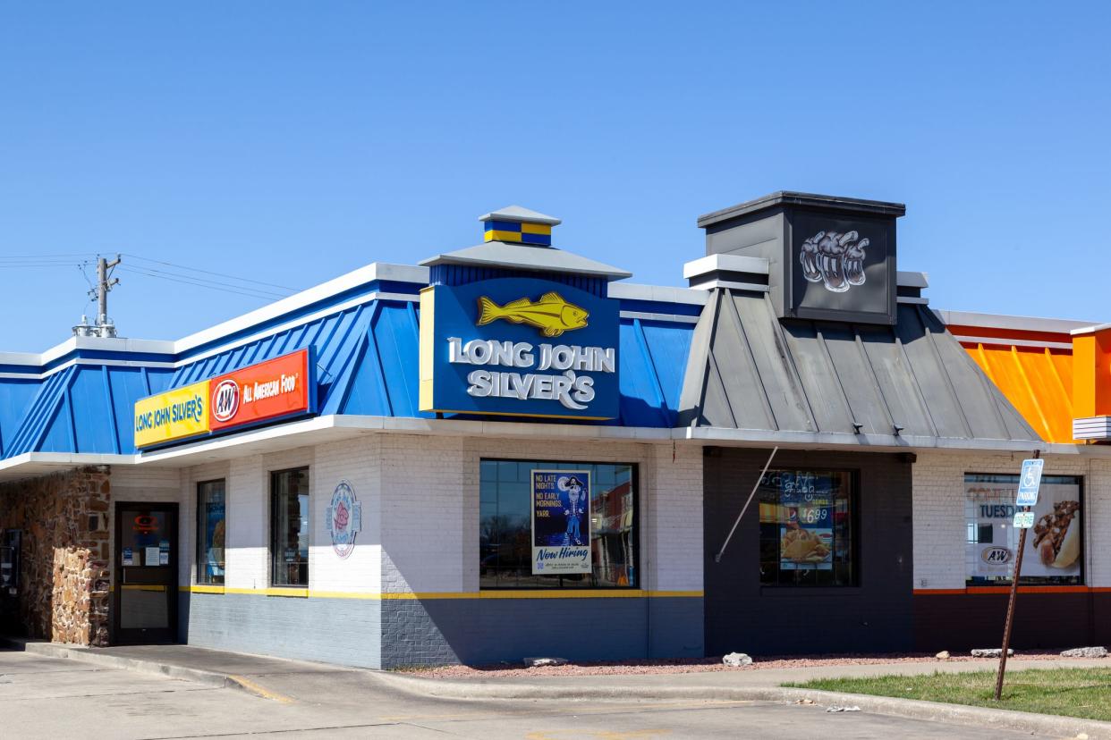 Litchfield, Illinois, USA - March 26, 2022: A Long John Silver's restaurant in Litchfield, Illinois, USA. Long John Silver's is an American chain of fast-food restaurants that specializes in seafood.