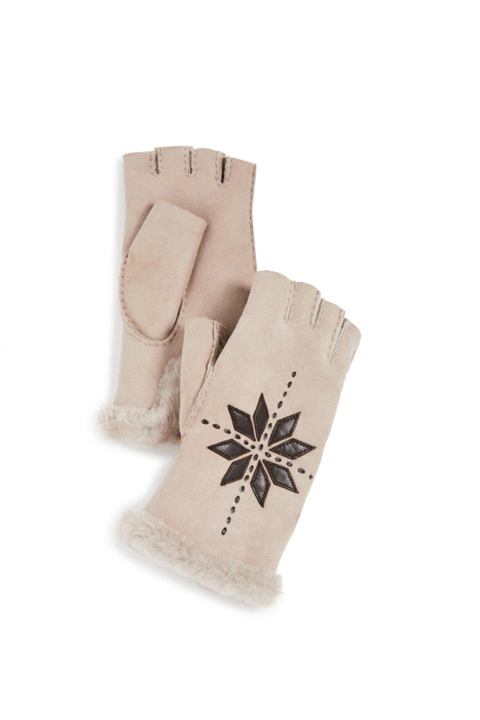 <p><em><strong>Andrea Lavinthal, Style + Beauty Director:</strong></em> The second the temperature dips below 60 degrees, I reach for my fingerless gloves too keep my hands toasty but still functional. This chic leather pair is lined in shearling for extra warmth and I love the chic pattern detail. </p> <p><strong>Buy it!</strong> Agnelle Flocon Fingerless Gloves, $218; <a href="https://click.linksynergy.com/deeplink?id=93xLBvPhAeE&mid=42352&murl=https%3A%2F%2Fwww.shopbop.com%2Fflocon-fingerless-gloves-agnelle%2Fvp%2Fv%3D1%2F1579393839.htm&u1=PEOEditorsPicksGiftsWereLovingThisHolidaySeasonbtalarico1271StyGal12354764202011I" rel="sponsored noopener" target="_blank" data-ylk="slk:shopbop.com;elm:context_link;itc:0;sec:content-canvas" class="link ">shopbop.com</a></p>