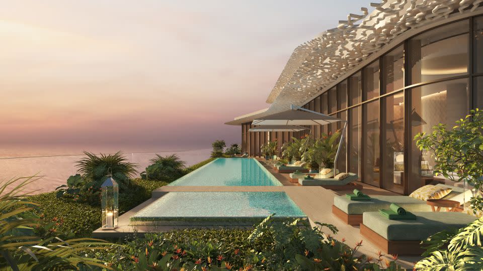 Lighthouse residents will have access to the adjacent Bulgari Hotel's facilities as well as private amenities, pictured in this digital rendering by ACPV ARCHITECTS and Neverending Studio. - Bulgari Hotels & Resorts