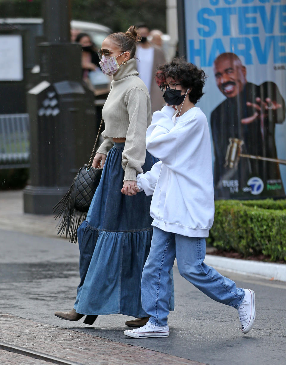 Jennifer Lopez and her daughter go shopping at The Grove in Los Angeles, California on Jan. 15. - Credit: TheCelebrityfinder/MEGA