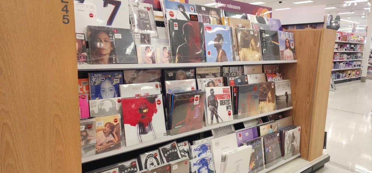 Records on display in Target