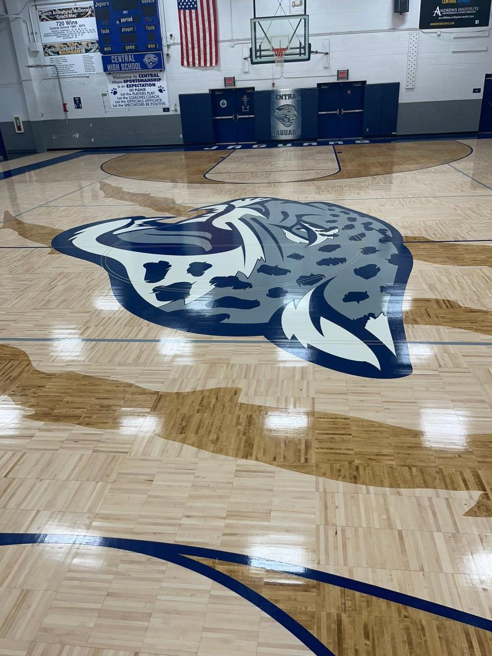 Central High School in Milton had their gym floor redone during the summer.