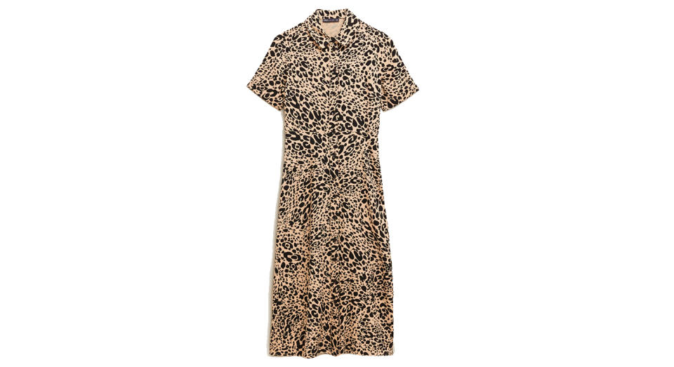 Animal Print Midi Shirt Dress