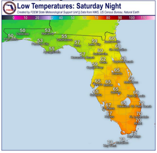 Low temperatures expected Jan. 27, 2024.