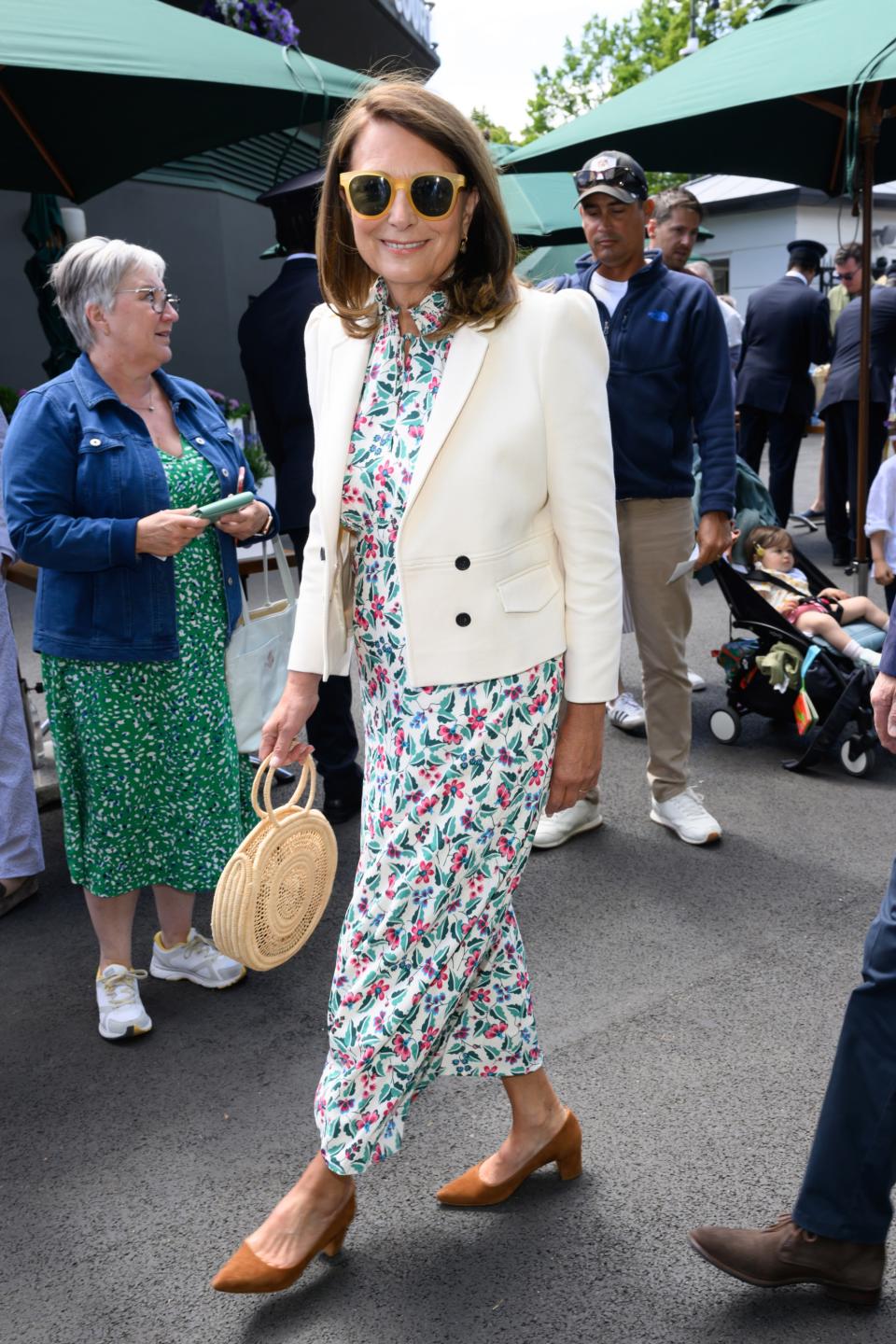 LONDON, ENGLAND - JULY 04: Carole Middleton attends day four of the Wimbledon Tennis Championships at the All England Lawn Tennis and Croquet Club on July 04, 2024 in London, England. (Photo by Karwai Tang/WireImage)