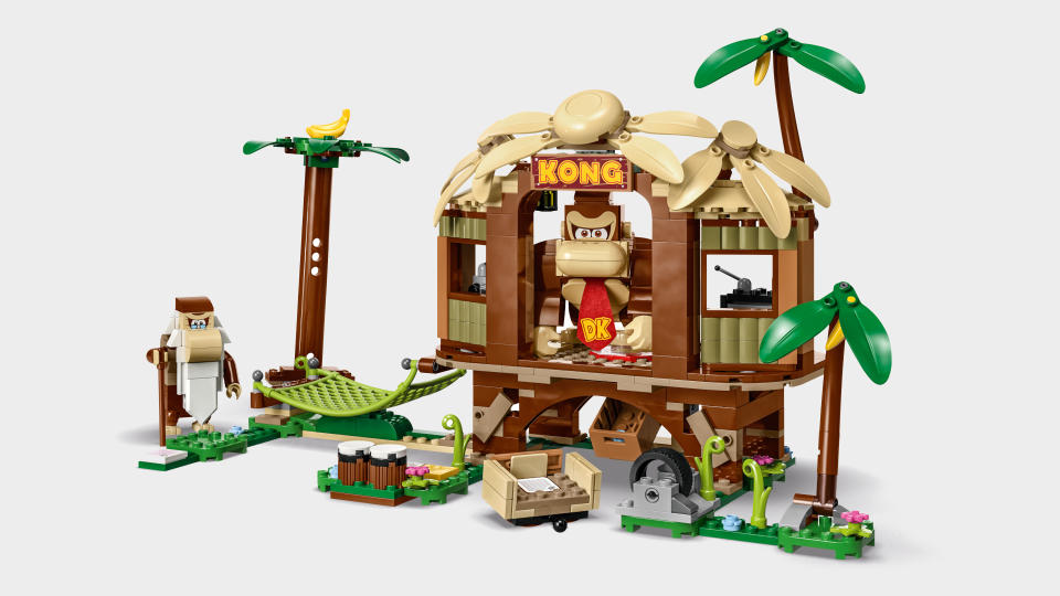 Lego Donkey Kong's Tree House, fully assembled on a plain background