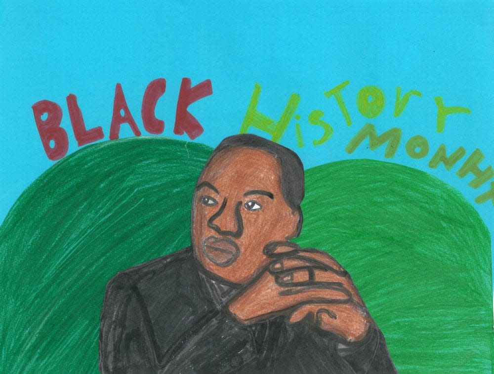 Artwork from members. of the Boys and Girls Club of Henderson County for USCellular's Black History Month Art Contest. Ten finalists were selected from the Boys and Girls Club. This artwork is of Dr. Martin Luther King Jr.