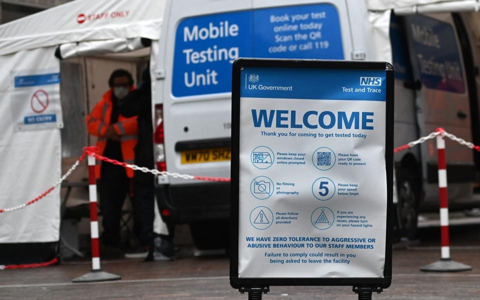 A PCR Covid testing mobile centre in London - asymptomatic carriers who test positive on a lateral flow will no longer need to take a PCR - ANDY RAIN/EPA-EFE/Shutterstock 