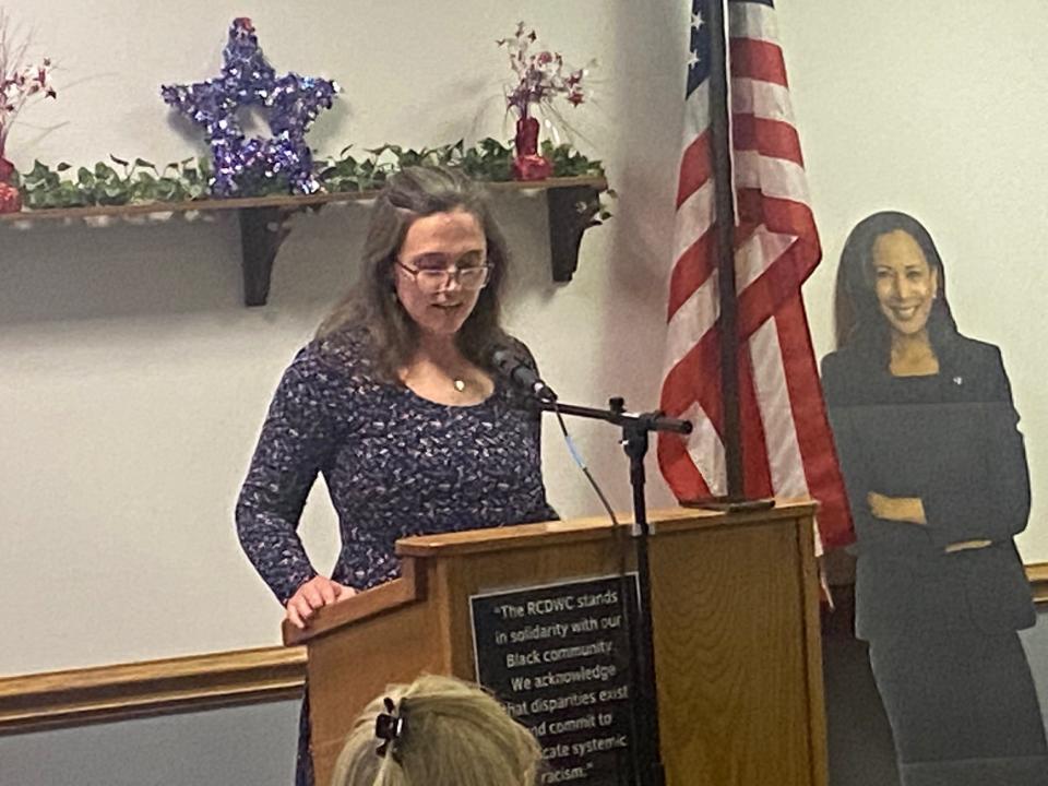 Mansfielder Emily Adams was elected by the Richland County Democratic Party's Central Committee Monday to oppose state Rep. Marilyn John, R-Shelby, on Nov. 5 for the 76th Ohio District state representative.