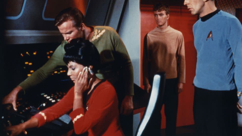 William Shatner, Leonard Nimoy and Nichelle Nichols in the original "Star Trek" TV series. Nichols' portrayal of Lt. Uhura is still considered groundbreaking to this day. - Paramount Television/Kobal/Shutterstock