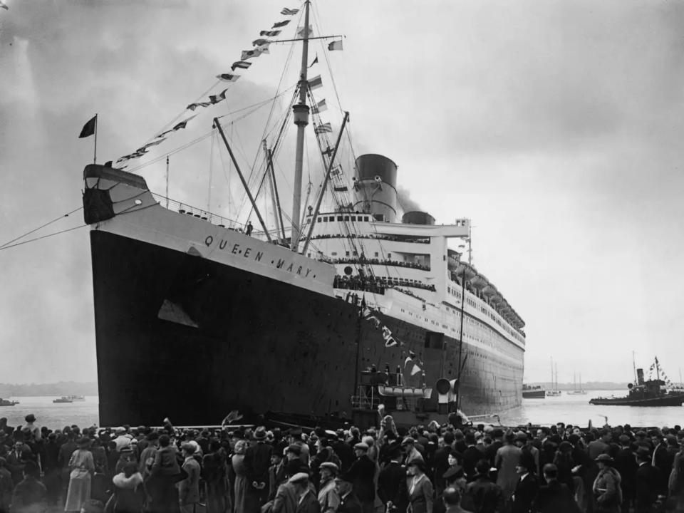 Queen Mary 2 in Southhampton im Mai 1936.  - Copyright: Topical Press Agency/Hulton Archive/Getty Images