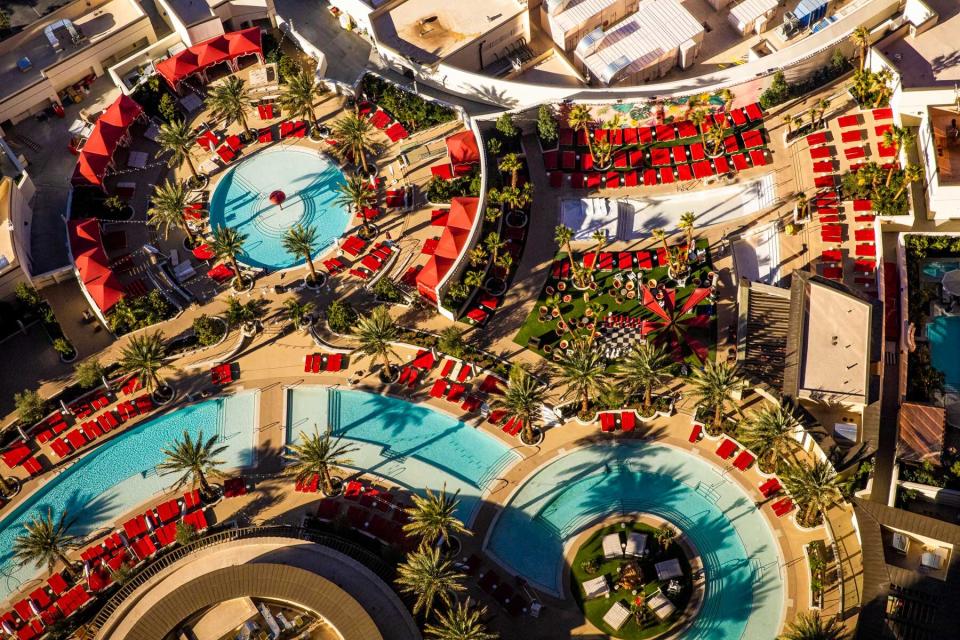 Overhead view of the pools at Resorts World