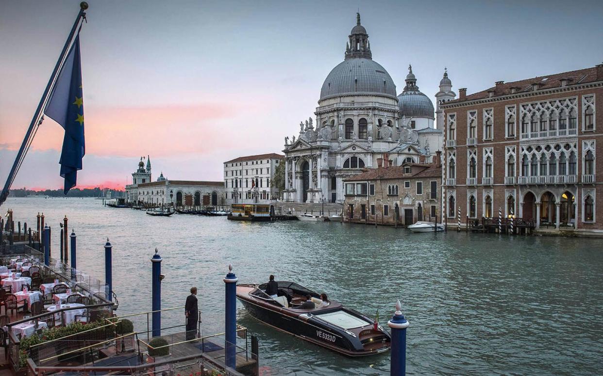 Gritti Palace, housed in a 15th-century palazzo, occupies one of the loveliest spots on the Grand Canal.