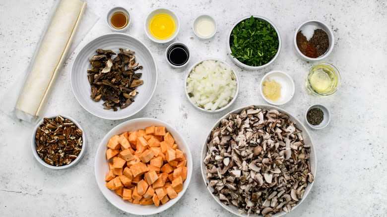 ingredients for vegan mushroom Wellington