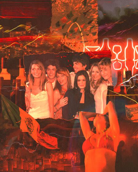 Collage of the cast of The O.C. and images of Tijuana