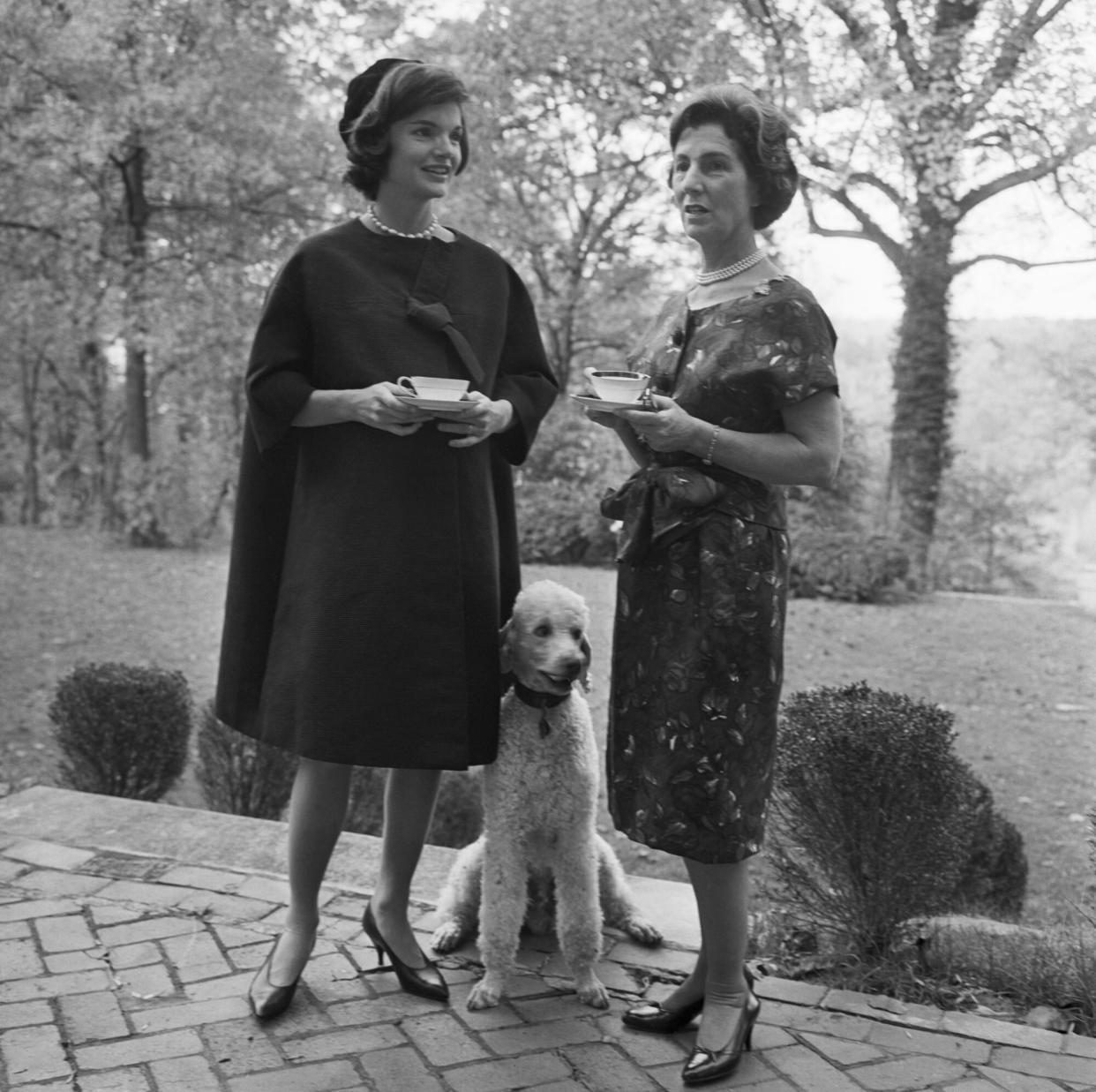 Jackie Kennedy and Mother Janet Auchincloss Having Tea