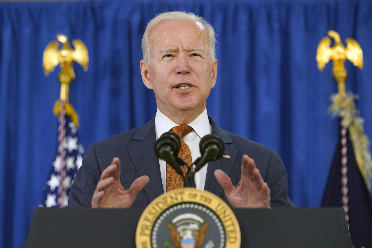 President Biden talks about the U.S. economy in Rehoboth Beach, Del., Friday. (AP Photo/Susan Walsh)