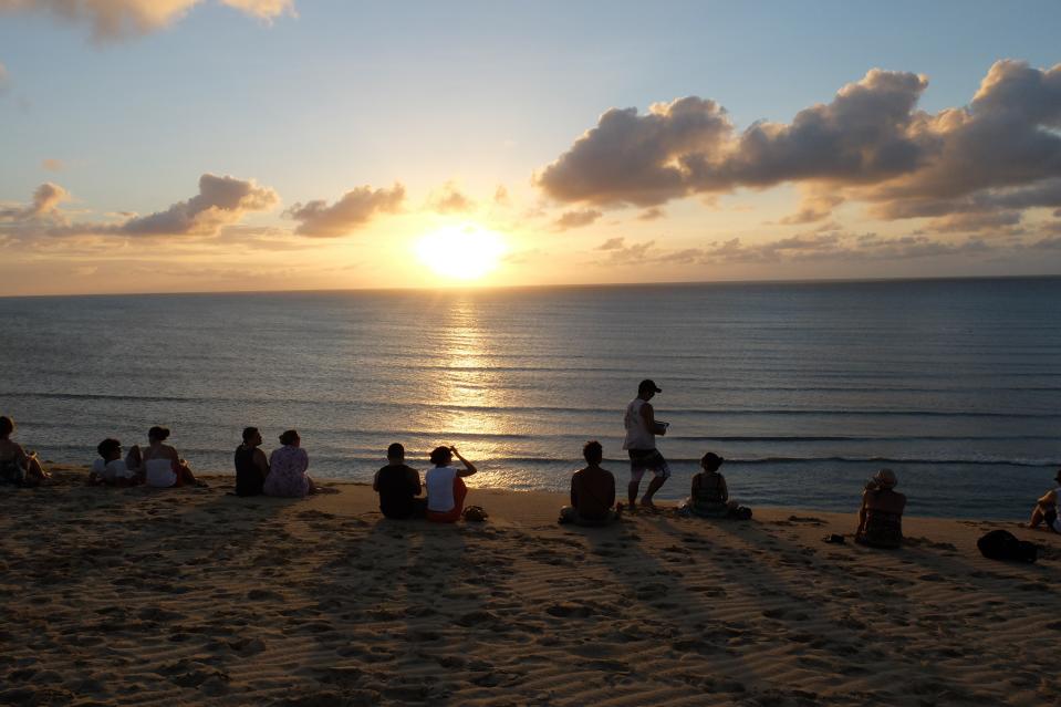 JERICOACOARA, BRAZIL - MAY: People watching the sundown from Duna dos Sol in May 2013 in Jericoacoara, Brazil. (Photo by Mohamed LOUNES/Gamma-Rapho via Getty Images)