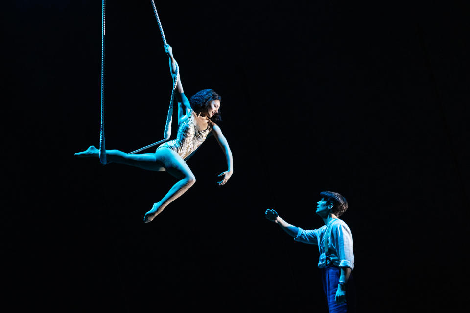 Grant Gustin onstage in “Water for Elephants.”