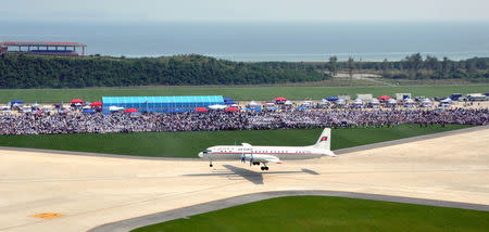 FILE PHOTO: A plane is seen at the Wonsan Air Festival 2016 in Wonsan, in this undated photo released by North Korea's Korean Central News Agency (KCNA) in Pyongyang on September 26, 2016. KCNA/Handout via Reuters/File Photo
