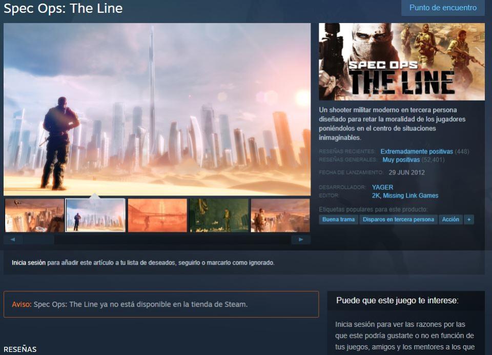 Spec Ops: The Line dejó de venderse en todas las plataformas digitales