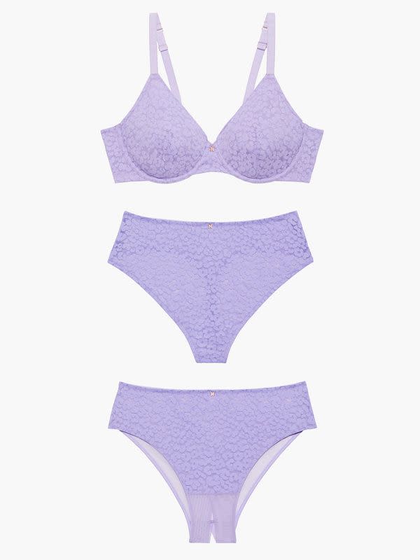 CANSOY Women's Lace Bralet Lightweight Support Bra and Panty, Comfortable  and Aesthetic Fabric Bra Panty Set, Bottom and Top Laundry Set (Purple, 85B  - Soft Cup) price in UAE,  UAE