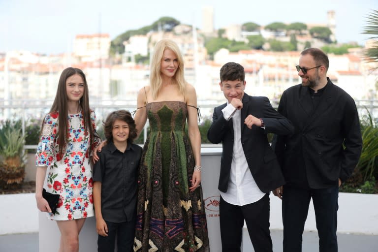 (From left) British actress Raffey Cassidy, US actor Sunny Suljic, Australian actress Nicole Kidman, Irish actor Barry Keoghan and Greek director Yorgos Lanthimos on May 22, 2017 at the Cannes Film Festival