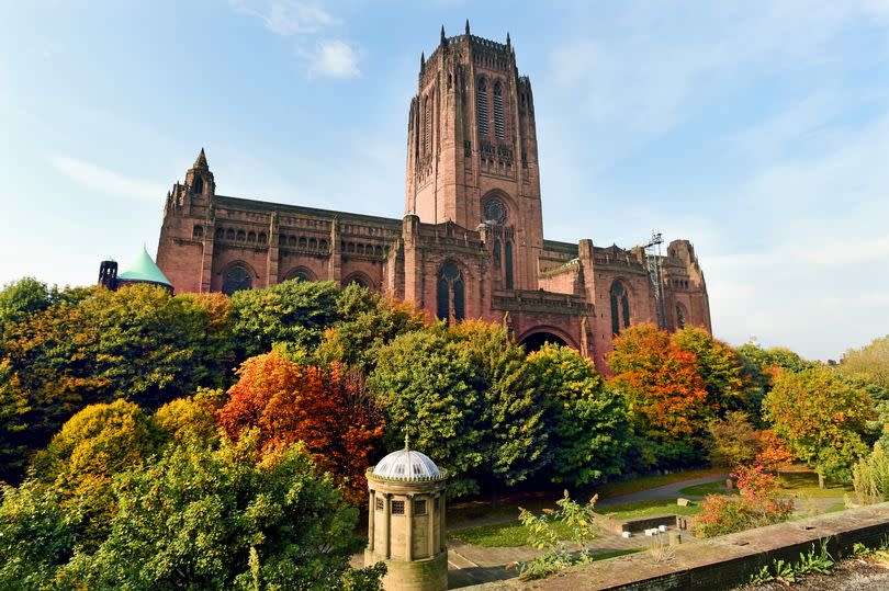 Autumn weather and colours in Liverpool Anglican Cathedral