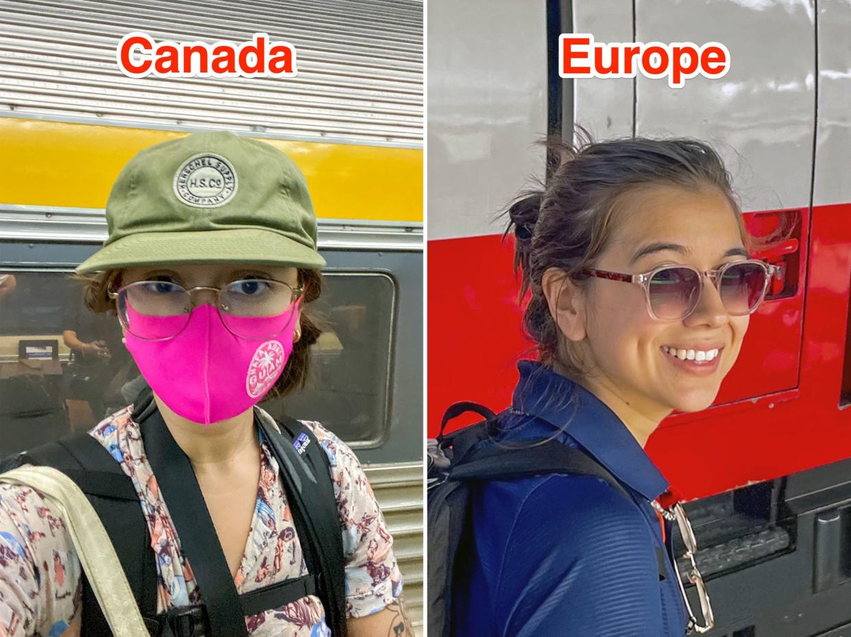 Insider's reporter upgraded to business class on train rides thorough Canada (L) and Italy (R) to see which was better.