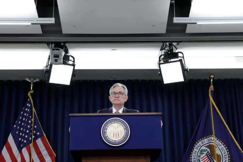 Jerome Powell holds a news conference in Washington