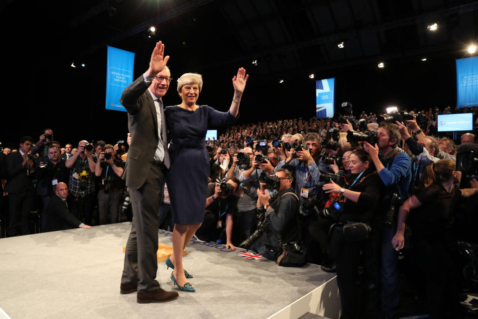 Theresa May and her husband Philip at the Tory Party Conference (Picture: PA)