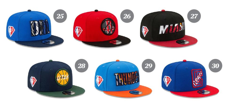 A sampling of New Era's 2021 NBA draft hat collection