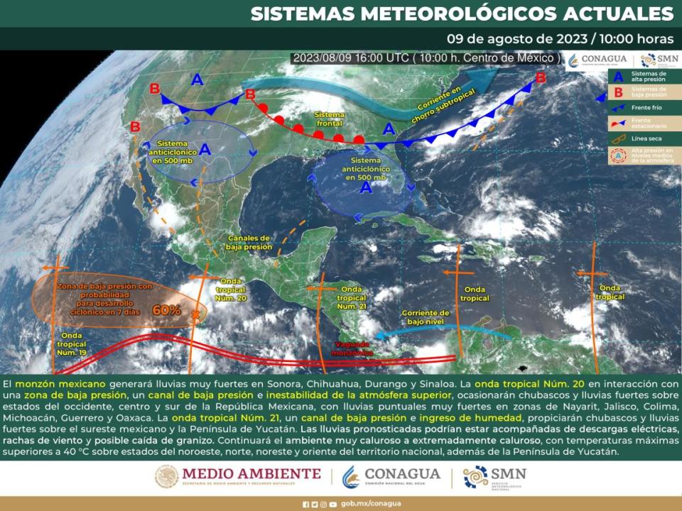 Sistemas meteorológicos que afectan a México / Fotografía: Servicio Meteorológico Nacional