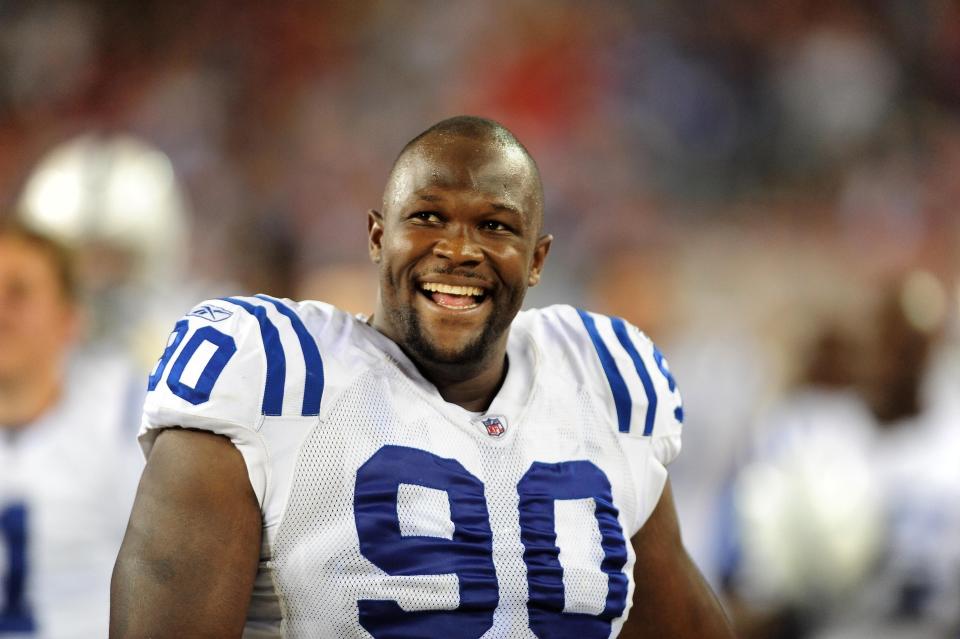 Sept. 27, 2009; Glendale, AZ, USA; Indianapolis Colts defensive tackle Daniel Muir against the Arizona Cardinals at University of Phoenix Stadium. Indianapolis defeated Arizona 31-10. Mandatory Credit: Mark J. Rebilas-USA TODAY Sports