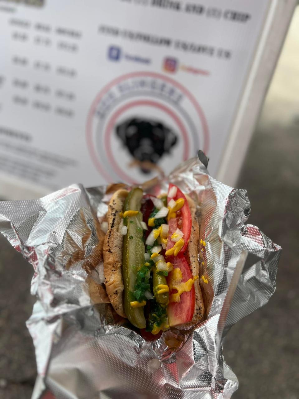 Chicago dog from Dogslingers, a Fayetteville food stand with a plan to open a restaurant on Raeford Road.