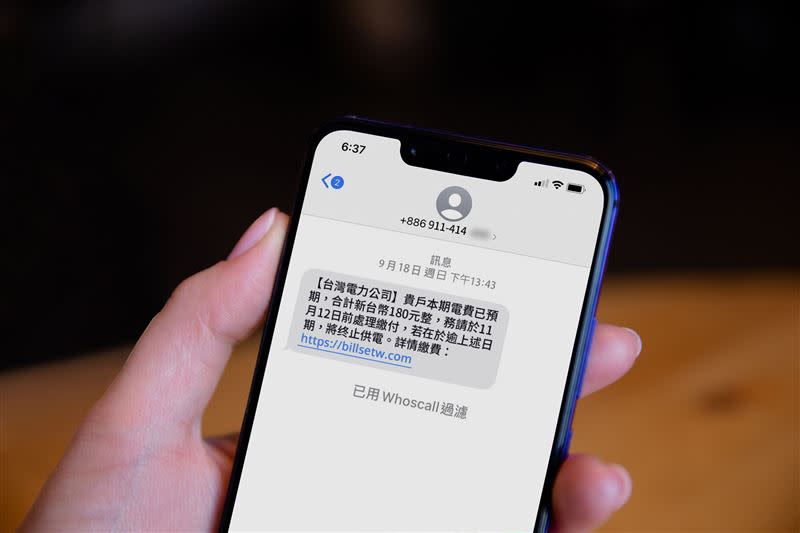 Whoscall分析，今年國內最常見的騙術為催繳水電費或交通罰款的釣魚簡訊。（圖／Gogolook提供）