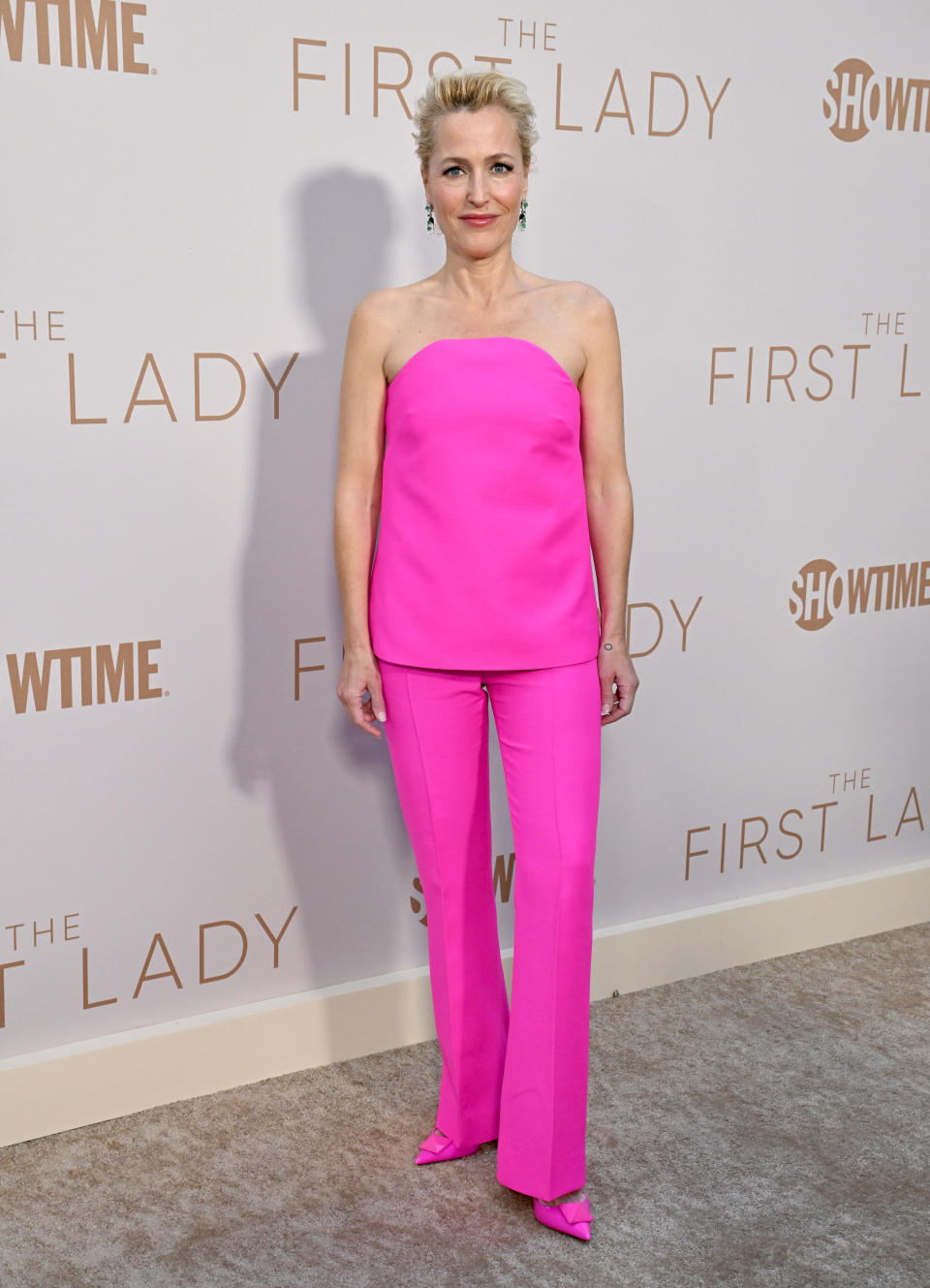 Gillian Anderson at the premiere for The First Lady in Los Angeles. (Getty Images)