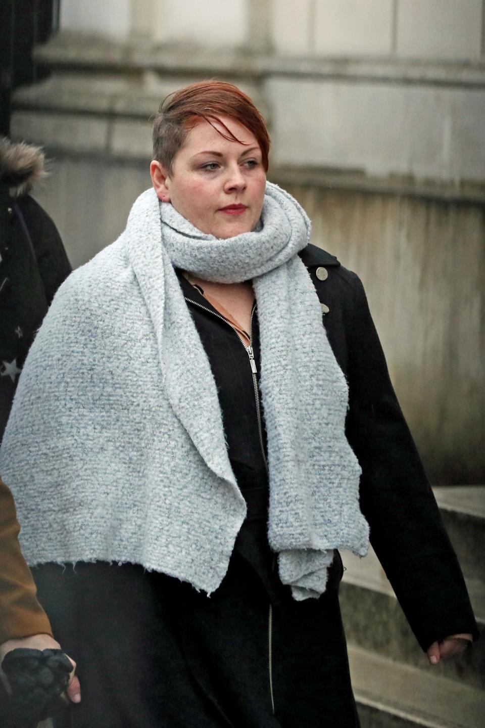 Sara Canning, the partner of Lyra McKee, outside Londonderry Magistrates' Court (PA)