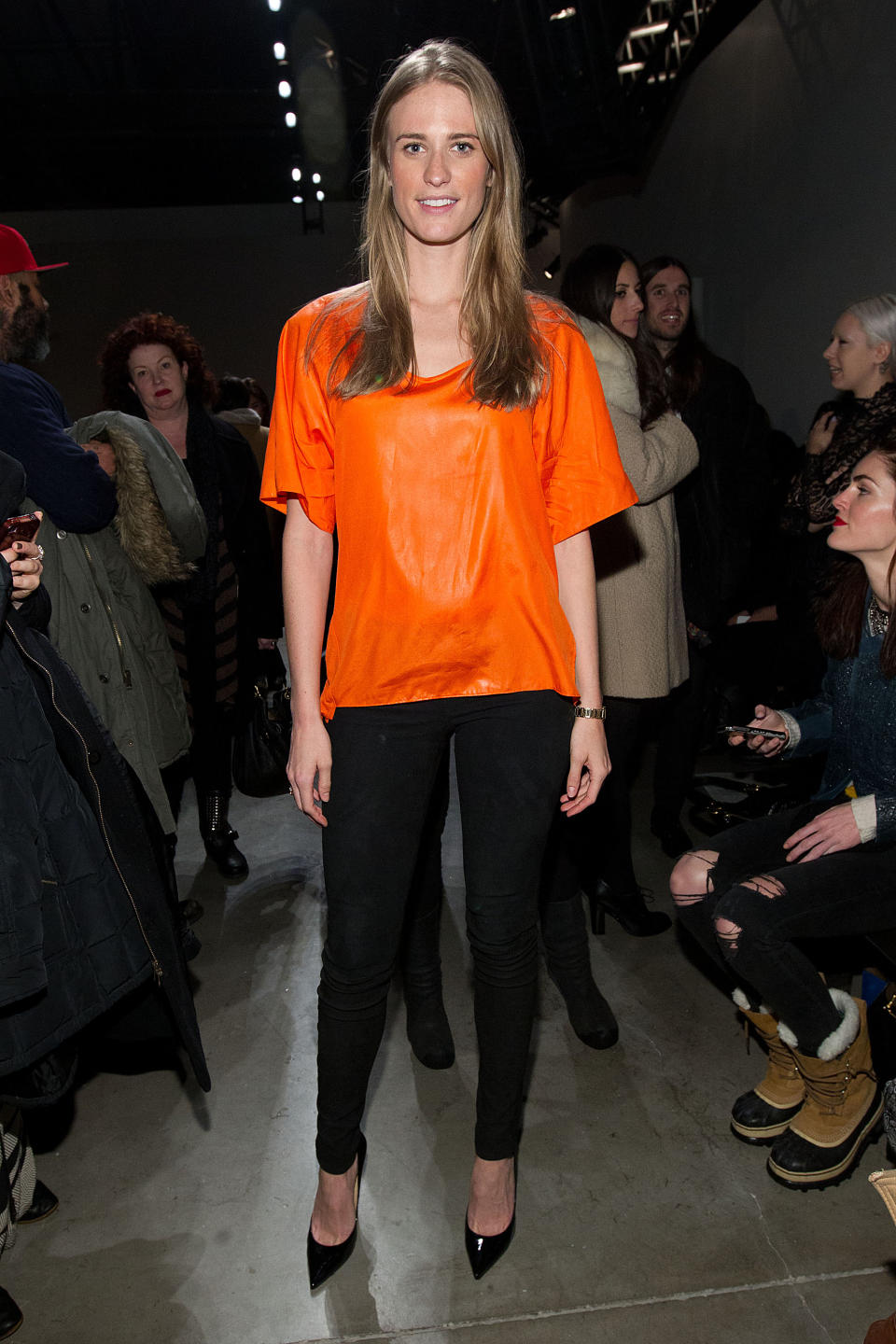 Model Julie Henderson attends the Fall 2013 Helmut Lang Runway Show on Friday, Feb., 8, 2013 during Fashion Week in New York. (Photo by Dario Cantatore/Invision/AP)